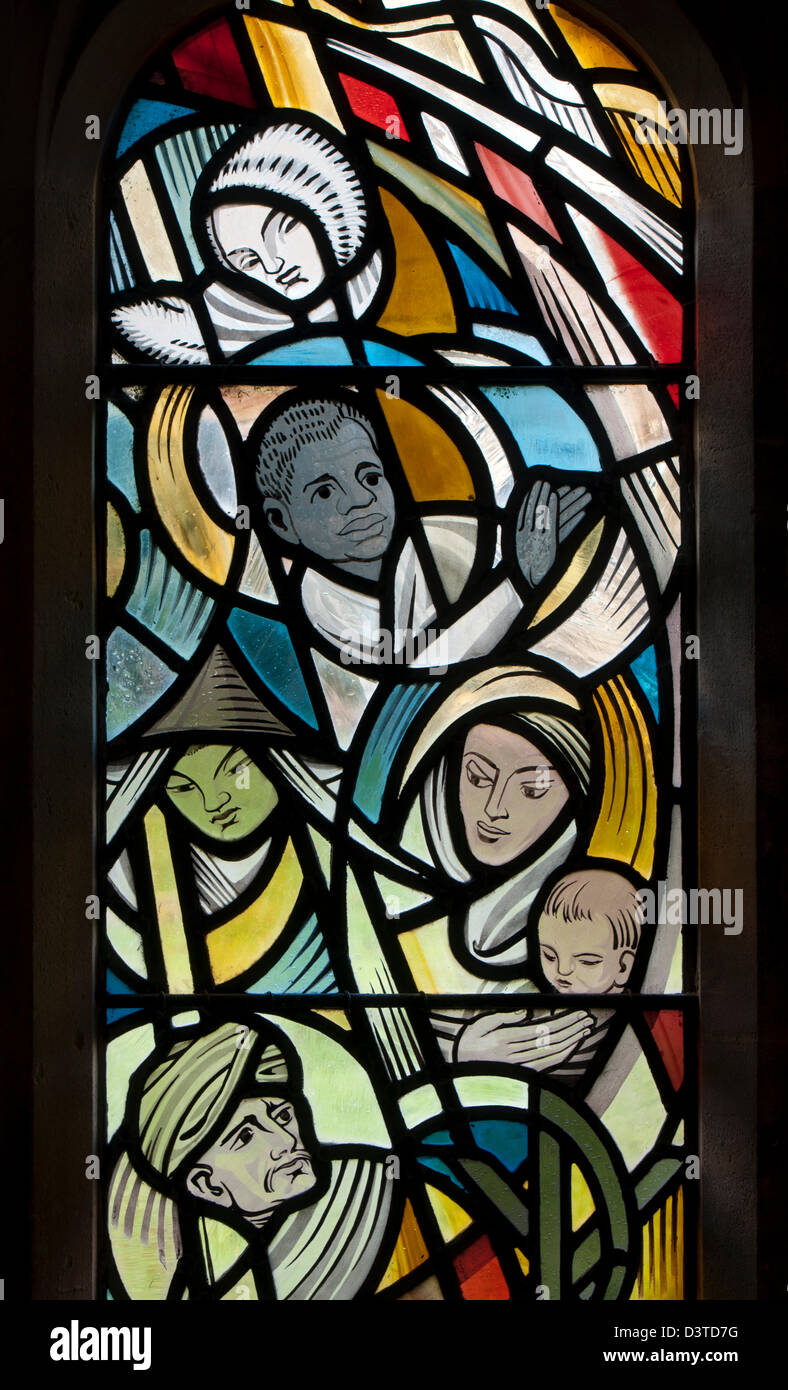 Modern stained glass window, St Andrew`s Church, Hazleton